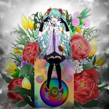 塗らせていただきました【ミク線画】～暗闇を照らす彼女の歌声～
