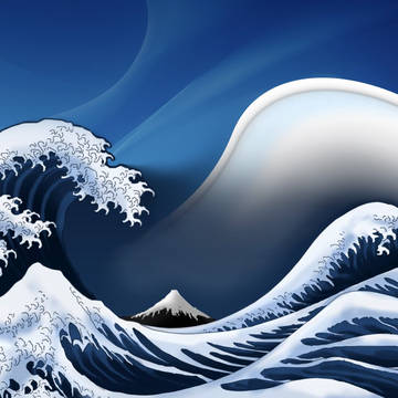 波と富士山
