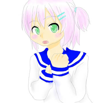 【オリキャラ】ピンクの髪に緑の目【ツール「ＳＡＩ」テスト描き】