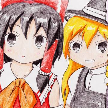 霊夢と魔理沙でツーショット
