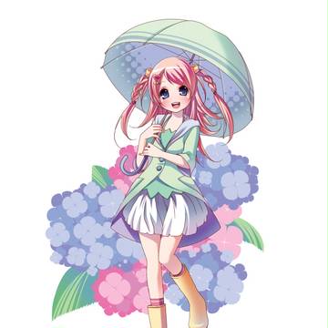あじさいと少女