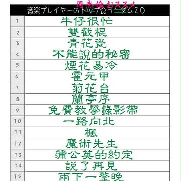 音楽プレイヤーに入ってる周杰倫、おススメ/ランダム20