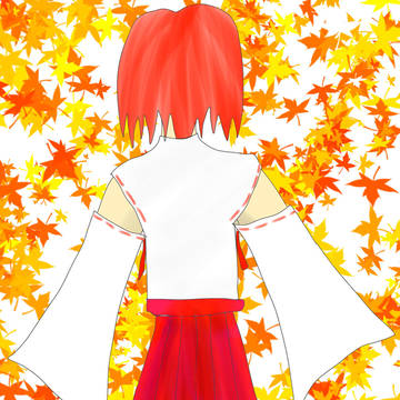 紅葉と巫女
