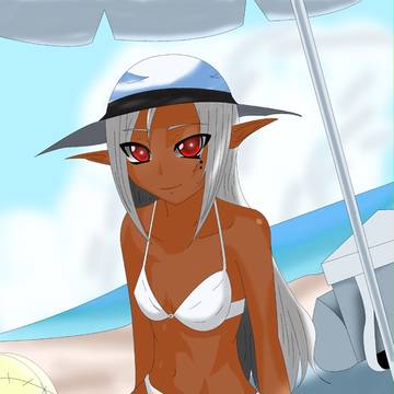 浜辺のダークエルフ