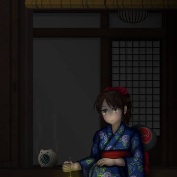 浴衣に線香花火