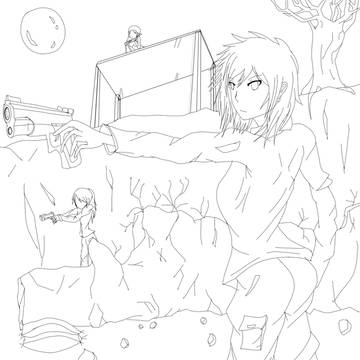 銃撃戦（下絵）