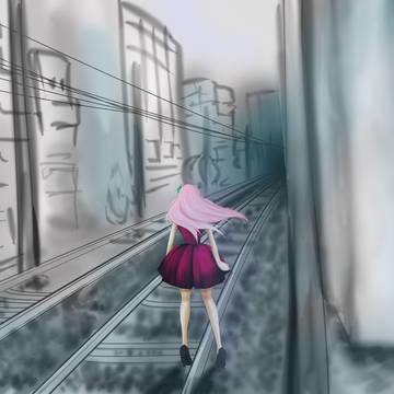 線路朝焼け