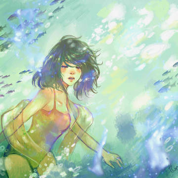 under water