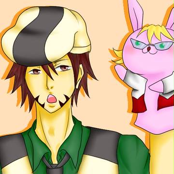 おじさんとパペットバニー