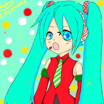 とりまめず・・・クリスマスミク描いてみたヽ(*´∀｀)ノ