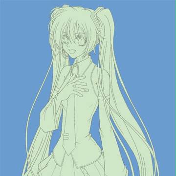 寒中見舞い絵　ミク-線画
