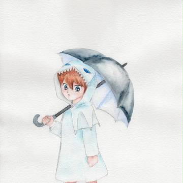 青眼レインコートの子