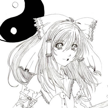 【初描】白黒霊夢ちゃん