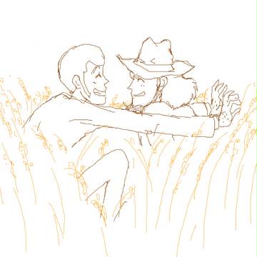 ルパンちゃんと次元ちゃんが麦畑～♪
