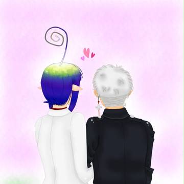 腕を組んで歩く藤メフィ♀