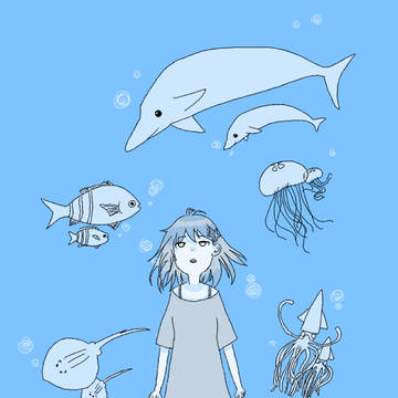 a solitary person　under the sea