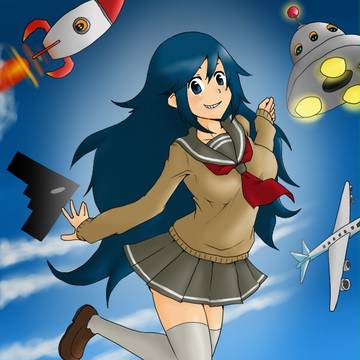 空を翔る青髪