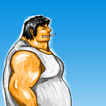 くわえタバコのガチデブさん