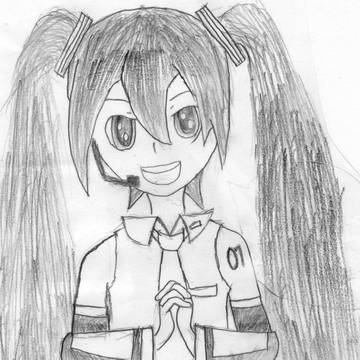 鉛筆画、初音ミク