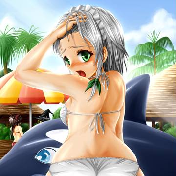 プールサイドでメイド長