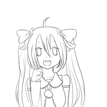 りぼんミク線画