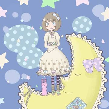 月とウサギと女の子