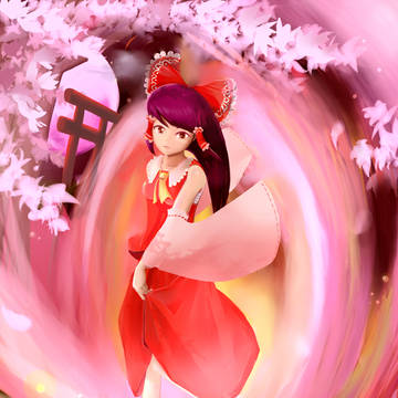 桜舞う夜に紅い巫女