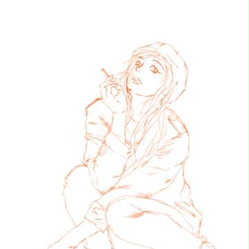 タバコを吸ているの女性