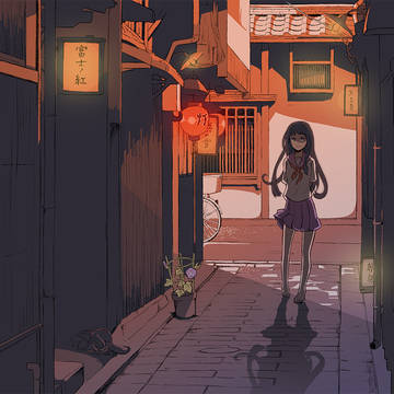 路地裏の朝顔