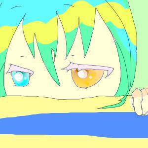 きいろとあおのしまもようのかべのむこう