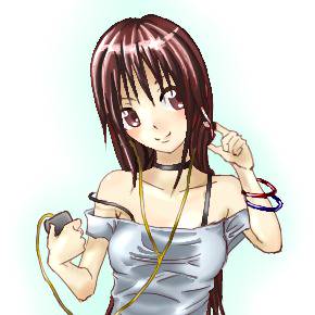 赤褐色ロングヘア音楽好きハイカラーっ娘