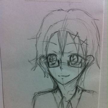眼鏡男子、下書き