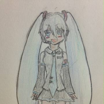 初音ミクを色鉛筆で塗ってみた。