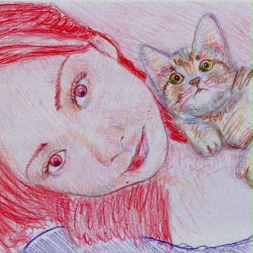 猫と美人図