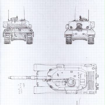 中型戦車とかいうの三面図。(/д\*)(/ω\) (/ω・\)