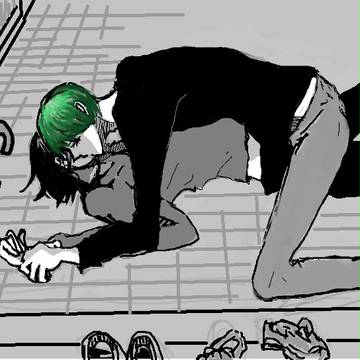 玄関で