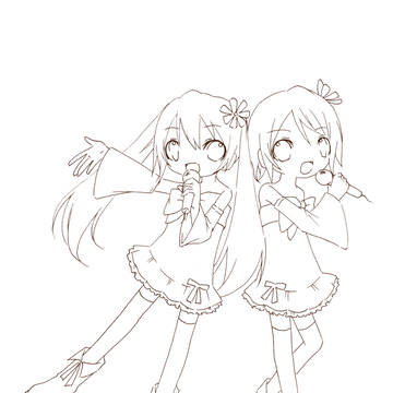【塗り絵】　歌姫　ミク・リン