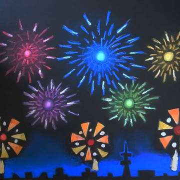 チョークアート　花火♪