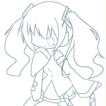 はつねさん、線画