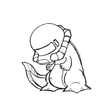 【ぬりえ】自画像　「山椒魚ザク」