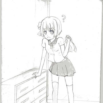短髮娘線稿
