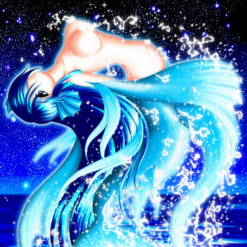 夜の海の人魚さん