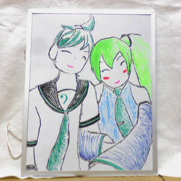 ホワイトボードでレン×ネル描いてみた