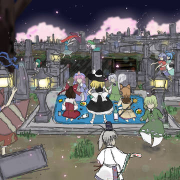 お墓でお花見