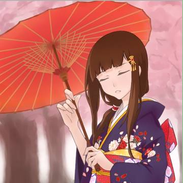 红伞下