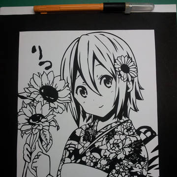 【切り絵】りっちゃんを切ってみたよ！