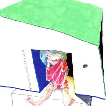 座って見ている
