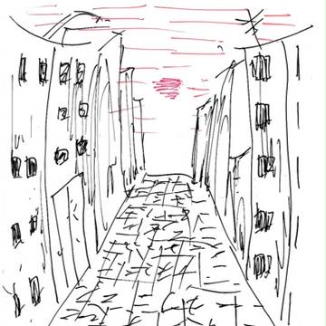 夕暮れの町