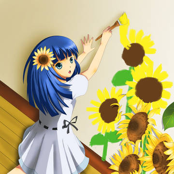 ひまわり描き描き