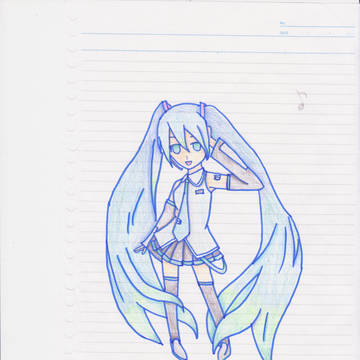 初音ミク（笑）　色鉛筆画